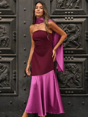 Shawl Collar Off-Shoulder Maxi Dress