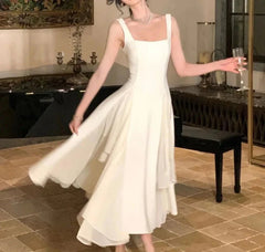 Sleeveless Square Collar Party Dress