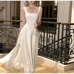 Sleeveless Square Collar Party Dress