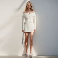 Slim Fit Spliced Long Sleeve Dress