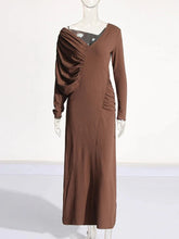 Solid Long Sleeve High Waist Elegant Dress