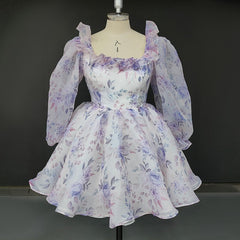 Sophisticated Floral Organza Mini Dress