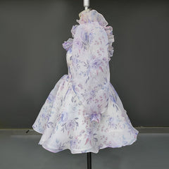Sophisticated Floral Organza Mini Dress