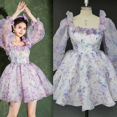 Sophisticated Floral Organza Mini Dress