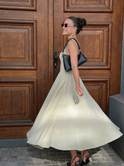 Square Neckline Sleeveless A-line Dress