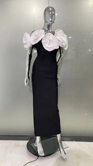 Stereoscopic White Flowers Sexy Dress