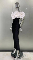 Stereoscopic White Flowers Sexy Dress