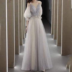 Stunning Off Shoulder V-neck Prom Dress