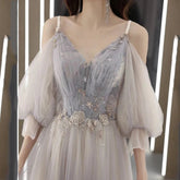 Stunning Off Shoulder V-neck Prom Dress