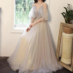 Stunning Off Shoulder V-neck Prom Dress