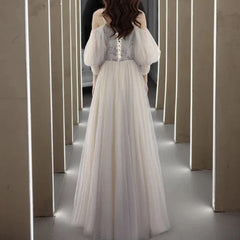 Stunning Off Shoulder V-neck Prom Dress