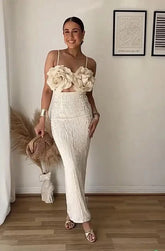 Stylish Flower Top Design Backless Dress