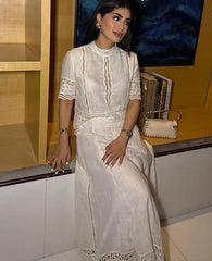 White Crochet Skirt Suit Set