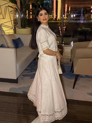 White Crochet Skirt Suit Set