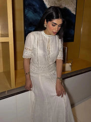 White Crochet Skirt Suit Set