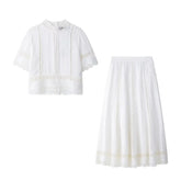 White Crochet Skirt Suit Set