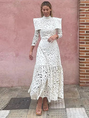 White Lace Long Sleeve Dress