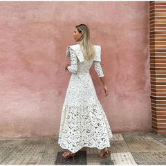 White Lace Long Sleeve Dress