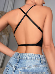 Solid Crisscross Underwire Push-up Bra