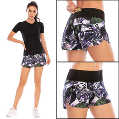 Summer Sports Gym Yoga Shorts with Zip Pocket