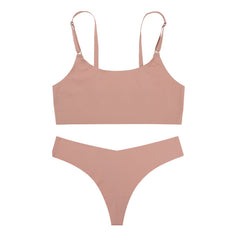 No Show Seamless Solid Bra & Panty Set