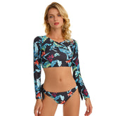 Rash Guard Long Sleeve Two Piece Swimsuit Crop Top