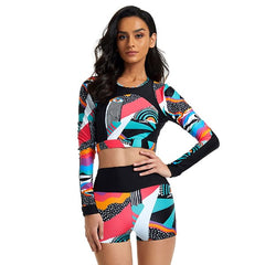 Crop Top Swim Shirt Swimsuit Long Sleeve UPF50+ Surfing suit