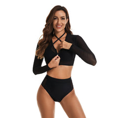 Rash Guard Swimsuit Long Sleeve Bathing Suit 2 Piece Crop Tops