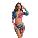 Long Sleeve Swimsuit 3 Piece Rash Guard Crop Tops