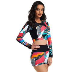 Crop Top Swim Shirt Swimsuit Long Sleeve UPF50+ Surfing suit
