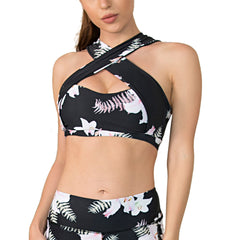 Printed Gym Halter Tops with Bra