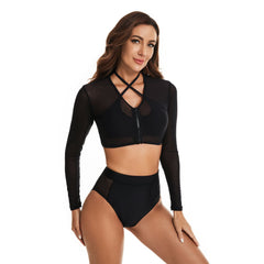 Rash Guard Swimsuit Long Sleeve Bathing Suit 2 Piece Crop Tops