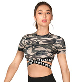Camouflage Yoga Top Criss Cross Workout Bra with Sleeves for Women