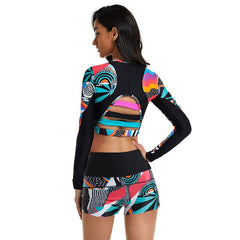 Crop Top Swim Shirt Swimsuit Long Sleeve UPF50+ Surfing suit