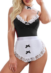 Avidlove Maid Costume Set Halloween Cosplay Lingerie Teddy and Apron with Choker