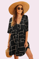 Avidlove Swimsuit Beach Cover Up 3/4 Sleeve Beach Bikini Shirt Bathing Suit Beach Dress with Pockets