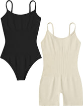 Avidlove 2 Piece Bodysuits for Ribbed Shapewear Bodysuit Tummy Control Spaghetti Strap Yoga Romper