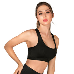 Black Yoga Tops with Bra for Women