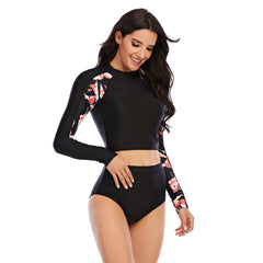 Long Sleeve Crop Top Swimsuits for Women