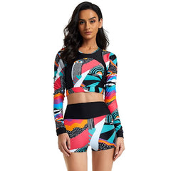 Crop Top Swim Shirt Swimsuit Long Sleeve UPF50+ Surfing suit