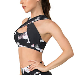 Printed Gym Halter Tops with Bra