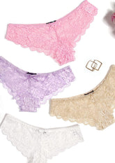 Avidlove Lace Panties 4 Packs Hipster Underwear V-Shape Waistband Tangas