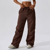 High Waisted Drawstring Pocket Casual Cargo Joggers