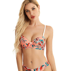 Hawaiian Style Print Push-up Seamless Underwire Bra & Underwear Set