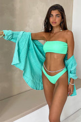 Mint Crinkle Bandeau Bikini Top