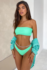 Mint Crinkle High-Waist Bikini Bottoms