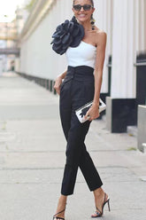 3D Flower One-Shoulder One-Piece Swimsuit - White