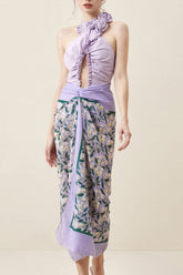 3D Flower Cutout Ruffled Halter One-Piece Swimsuit