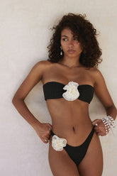 Rosette Bandeau High Waisted Bikini Set