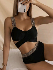 Women's Sexy Metallic Color Block Beach Sexy Bikini